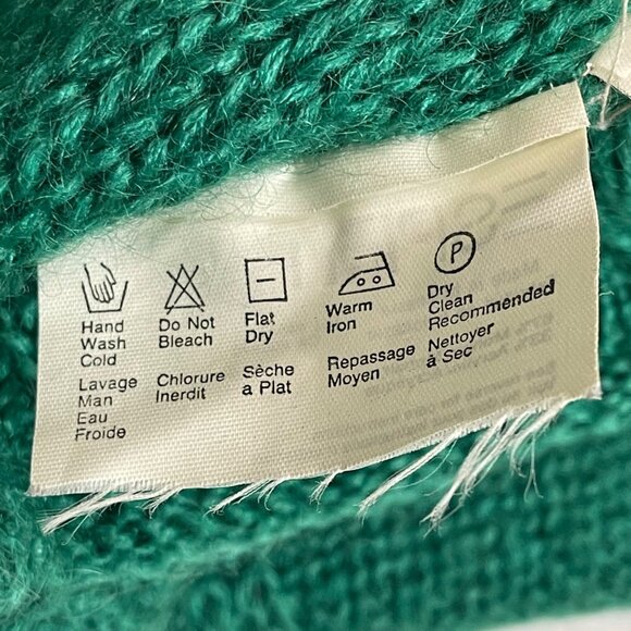 Vintage Esprit Cable Knit Sweater Womens Large Oversized Green Mohair Wool Blend - Picture 5 of 11